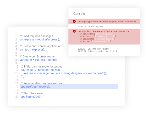 Keep track of errors and logs as they happen